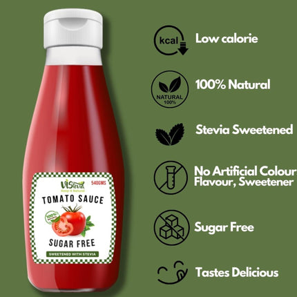 Vistevia Sugar Free Imli Chutney & Tomato Sauce (250*2G) | Diabetic & Keto Friendly | Sweetened with Stevia | 100% Natural | Tastes Delicious