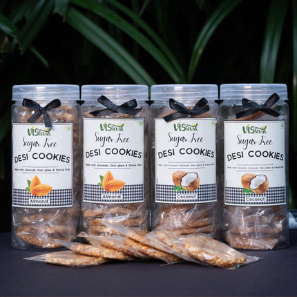 Vistevia Sugar Free Almond Desi Cookies, Diabetic and Keto Friendly - Made With Almonds, Desi Ghee And Stevia Only, No Artificial Ingredients, Gluten Free, Delicious To Taste (250G)