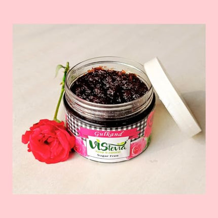 Vistevia Sugar Free Gulkand (Rose Petal Preserve), Stevia-Sweetened Flavor of Damascus Roses, Diabetic and Keto Friendly, Naturally Sweetened With Stevia - Delicious to Taste- Pack 0f 1 (380G)