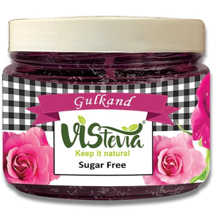 Vistevia Sugar Free Gulkand (Rose Petal Preserve), Stevia-Sweetened Flavor of Damascus Roses, Diabetic and Keto Friendly, Naturally Sweetened With Stevia - Delicious to Taste- Pack 0f 1 (380G)