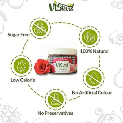 Vistevia Sugar Free Gulkand (Rose Petal Preserve), Stevia-Sweetened Flavor of Damascus Roses, Diabetic and Keto Friendly, Naturally Sweetened With Stevia - Delicious to Taste- Pack 0f 1 (380G)