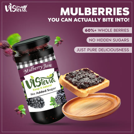 Vistevia Sugar Free Mulberry Jam, Diabetic and Keto Friendly - Sweetened Naturally With Stevia - Delicious To Taste, Pack of 1 (400G)