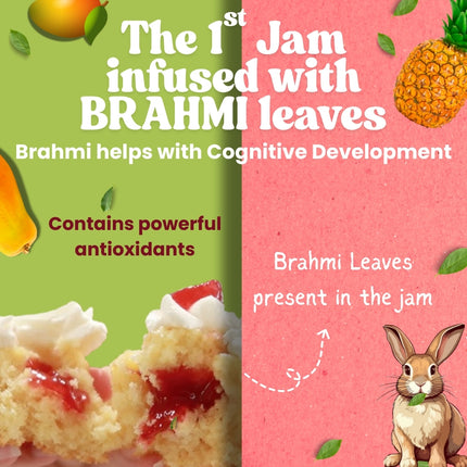 Vistevia Kids Mixed Fruit Jam, No Added Sugar, With Brahmi for Cognitive Development, 60% Fruits, 220g