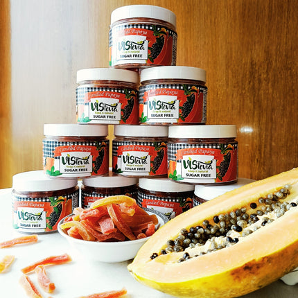 Vistevia Sugar Free Candied Fruit (Papaya), Dabetic, Keto and Kid Friendly - Sweetened Naturally With Stevia, No Colour, Flavour Added, Delicous to Taste, Pack Of 1 (150g)