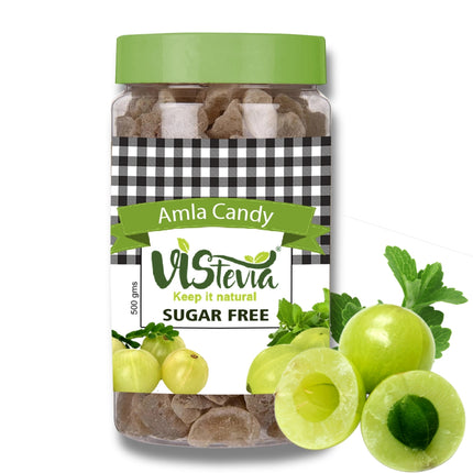 VIStevia Sugar Free Amla Candy - Diabetic Friendly, Stevia Sweetened (500gm)