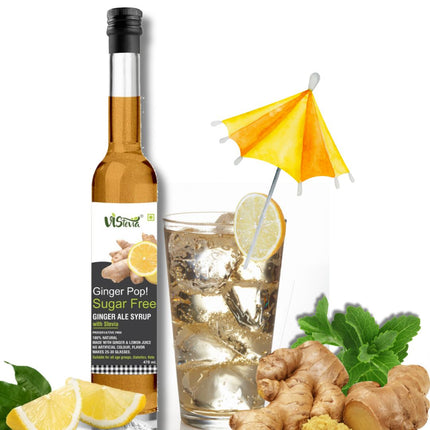 Vistevia Ginger Pop - Sugar Free Ginger Ale Syrup 470ml | Makes 30-35 glasses | 100% Natural | Diabetic & Keto friendly