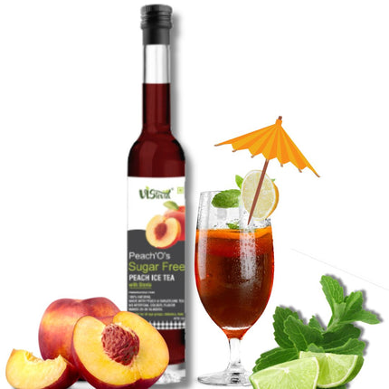 VIstevia Sugar-Free Peach Iced Tea 470ml (makes 30-35 glasses) - VIStevia Peach’O’s | 100% Natural | Diabetic friendly | Tastes delicious