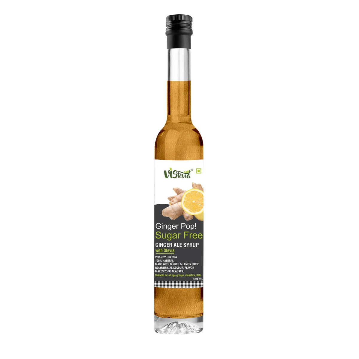 Vistevia Ginger Pop Sugar Free Ginger Ale Syrup 470ml Makes 3035