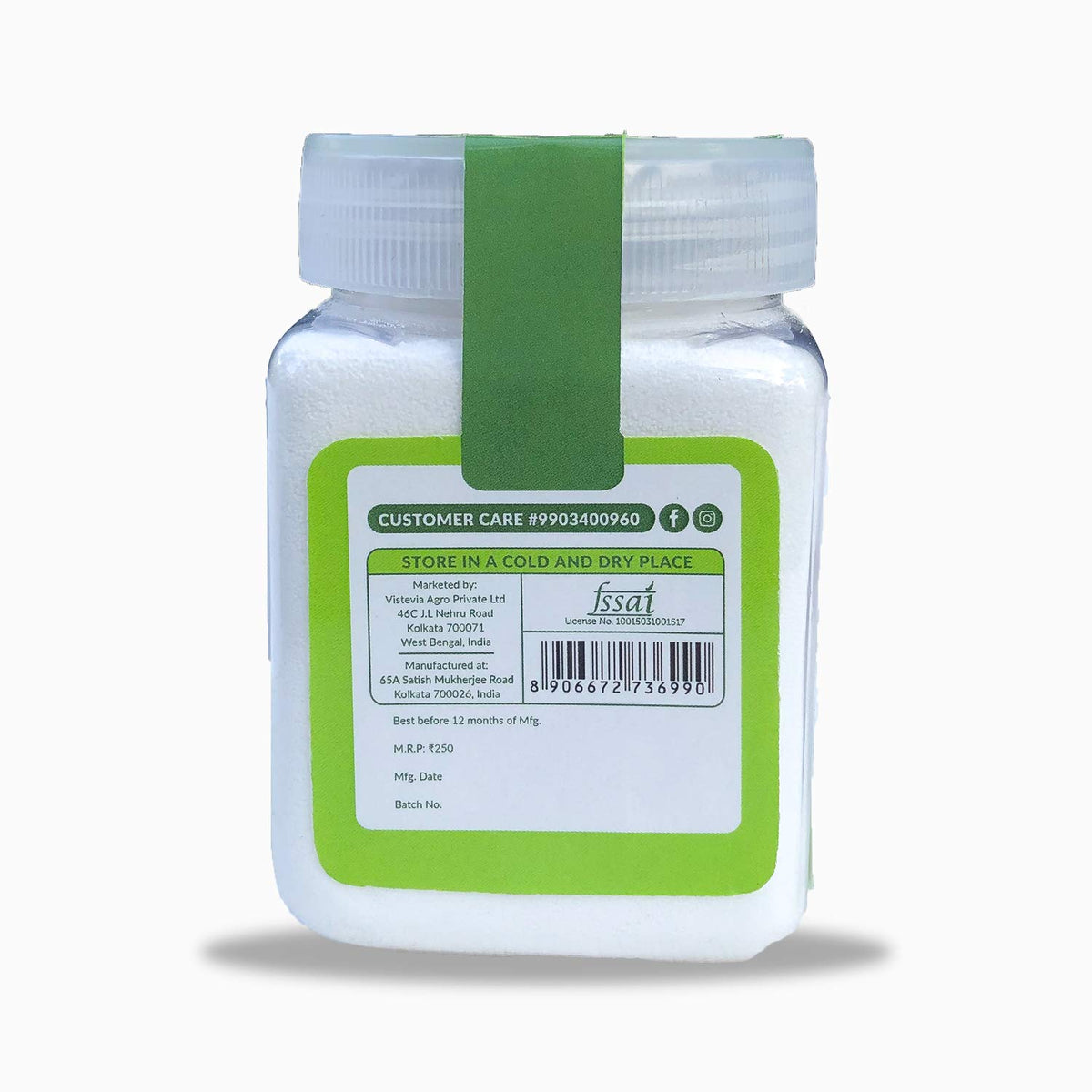 Sugar-Free Stevia Sweetener Powder - Pack of 2 (100g x 2)