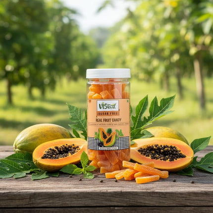 Vistevia Sugar Free Candied Fruit (PAPAYA CANDY), Dabetic, Keto and Kid Friendly - Sweetened Naturally With Stevia, Delicous to Taste, Pack Of 1 (250g)