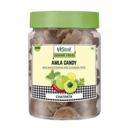Vistevia Sugar Free Amla Candy Combo Pack - Sweetened and Chatpata Flavours. Pack of 2 (300G each)