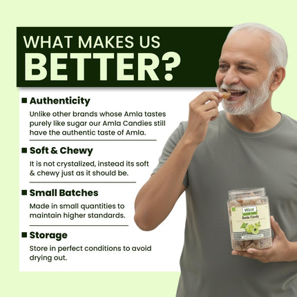 VIStevia Sugar Free Chatpata Amla Candy, Diabetic and Keto Friendly - Sweetened Naturally with Stevia - A Great Source Of VitaminC and Antioxidants - Tastes Delicious - Pack of 1 (300 GM)