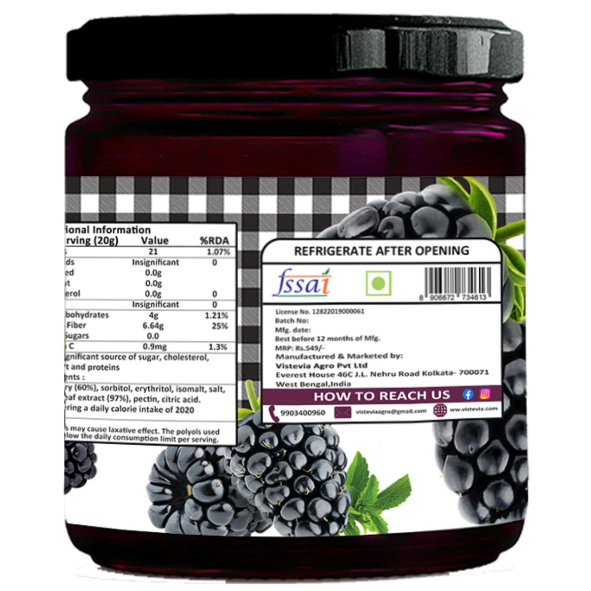 Sugar-Free Stevia Mulberry Jam (Limited Edition) – 220gm