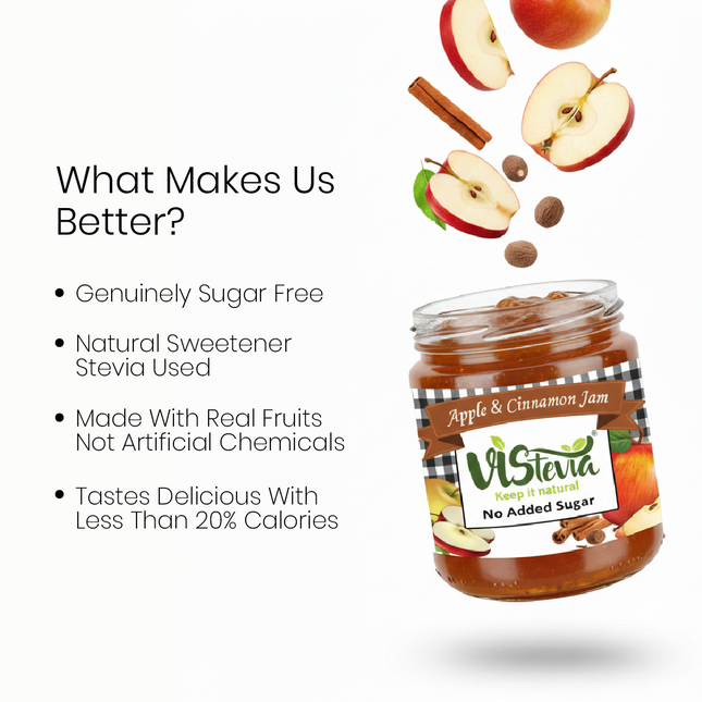 Sugar-Free Stevia Apple & Cinnamon Jam - 220gm