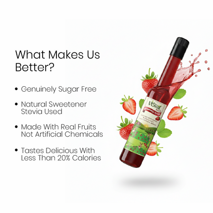 Vistevia Kids Strawberry Drink Syrup, With No Added Sugar - Enriched With Brahmi Which Helps In Cognitive Development, Made With Real Strawberries and Sweetened With Stevia, Delicious to Taste Pack Of 1 (470ML)