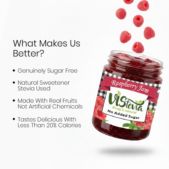 Sugar-Free Stevia Raspberry Jam (Limited Edition) – 220gm