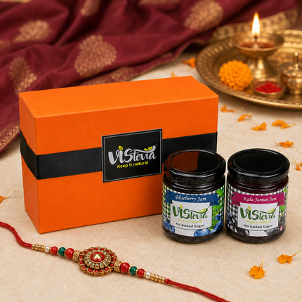 Sugar Free Jam Rakhi Gift Pack - Blueberry & Kala Jamun - Pack of 2, 220g each