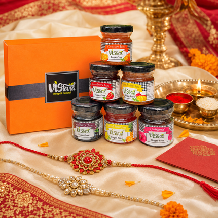 Vistevia Rakhi Gift Box, An Assortment Of 6 Sugar Free Jams - 45G Each.