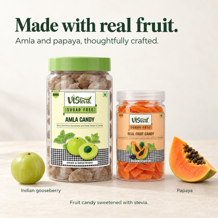 Sugar Free Amla Candy 600g & Fruit Candy 150g | Pack of 2 | Vistevia