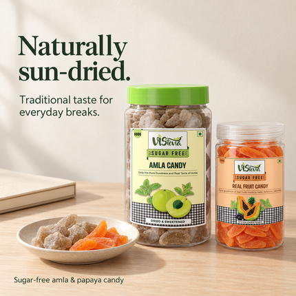 Sugar Free Amla Candy 600g & Fruit Candy 150g | Pack of 2 | Vistevia