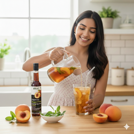 VIstevia Sugar-Free Peach Iced Tea 470ml (makes 30-35 glasses) - VIStevia Peach’O’s | 100% Natural | Diabetic friendly | Tastes delicious