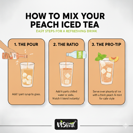 VIstevia Sugar-Free Peach Iced Tea 470ml (makes 30-35 glasses) - VIStevia Peach’O’s | 100% Natural | Diabetic friendly | Tastes delicious