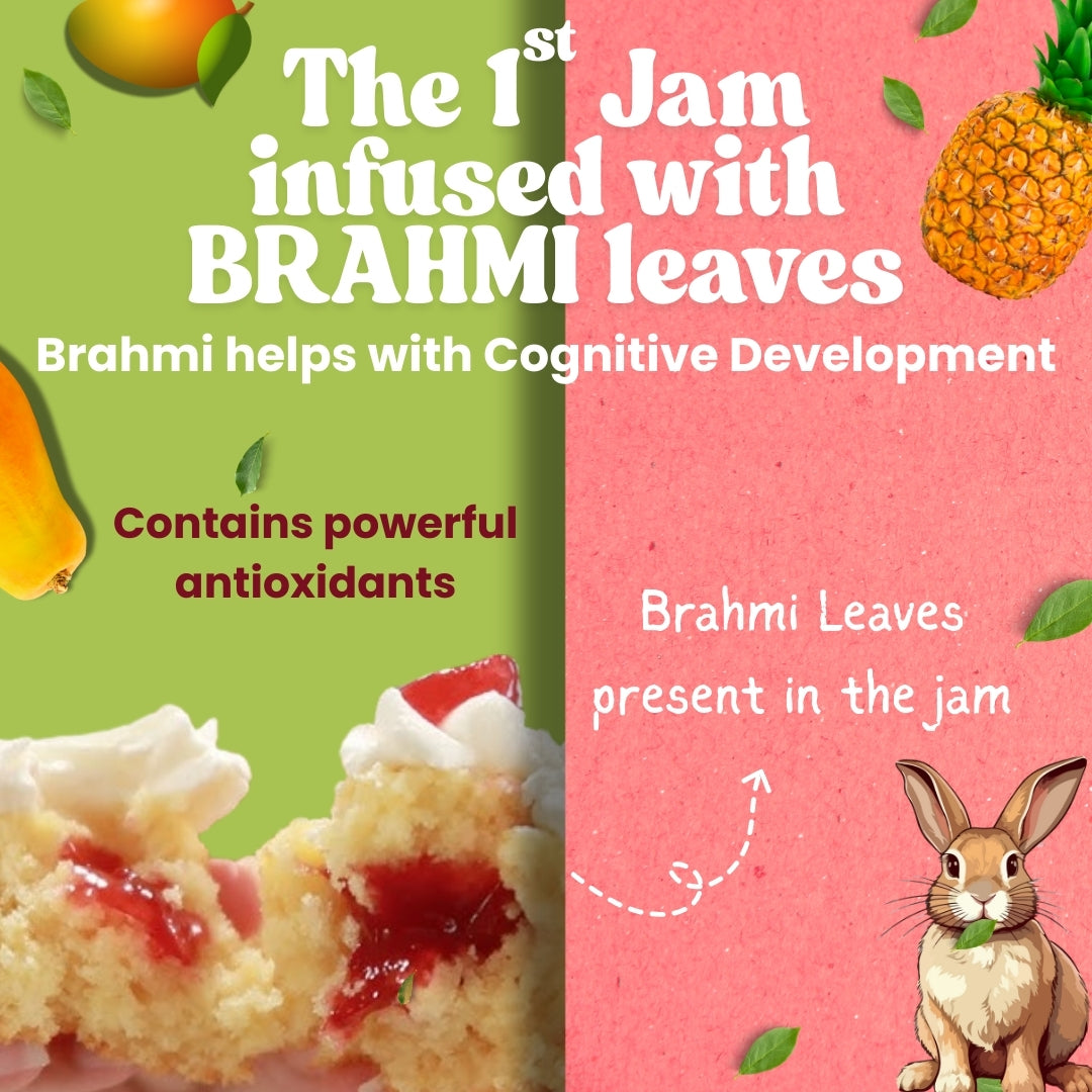 Vistevia Kids Mixed Fruit Jam, No Added Sugar, With Brahmi for Cognitive Development, 60% Fruits, 220g