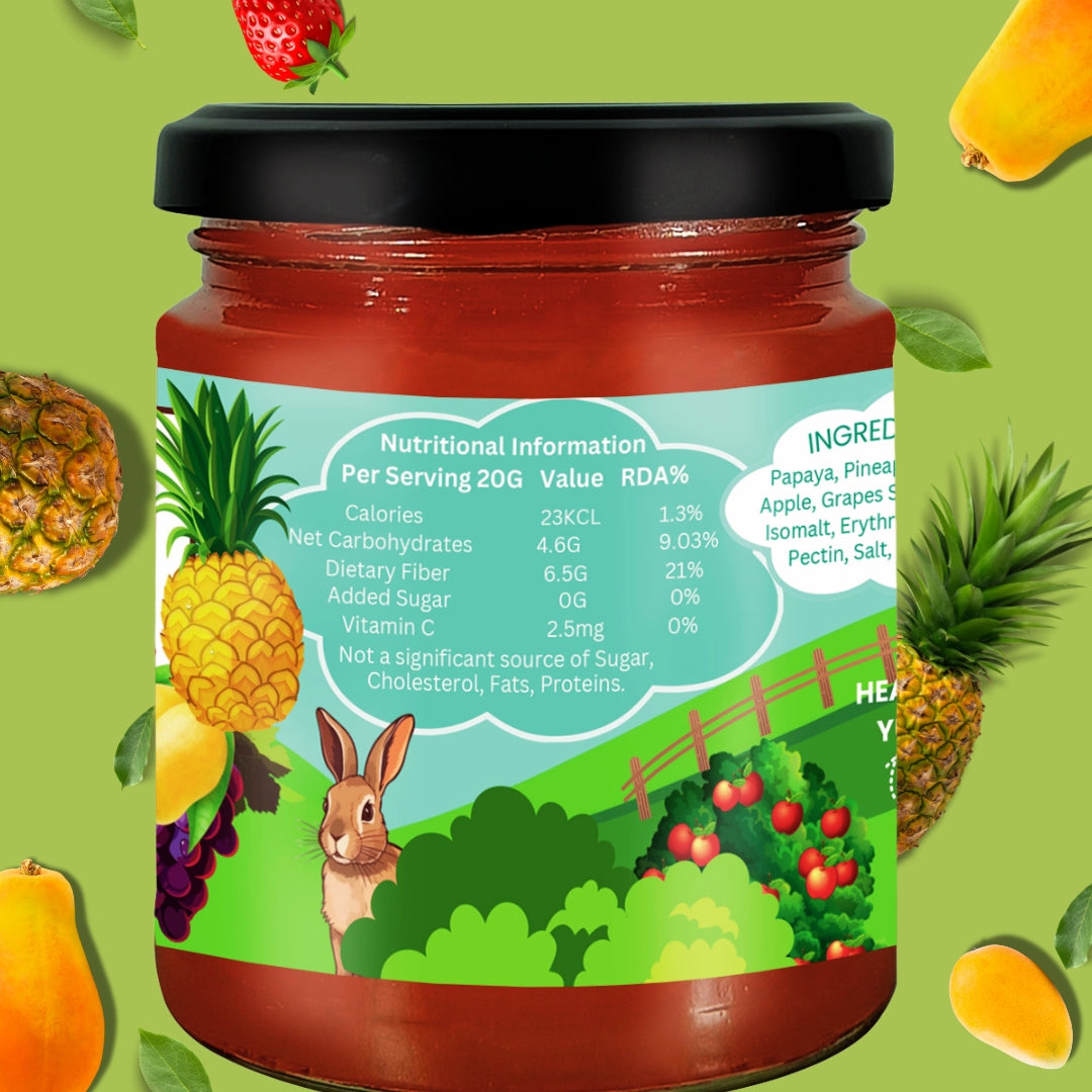 Vistevia Kids Mixed Fruit Jam, No Added Sugar, With Brahmi for Cognitive Development, 60% Fruits, 220g