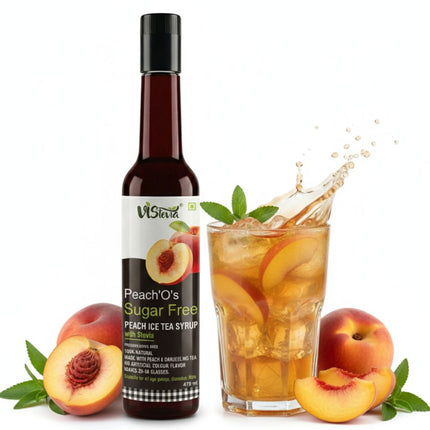 VIstevia Sugar-Free Peach Iced Tea 470ml (makes 30-35 glasses) - VIStevia Peach’O’s | 100% Natural | Diabetic friendly | Tastes delicious