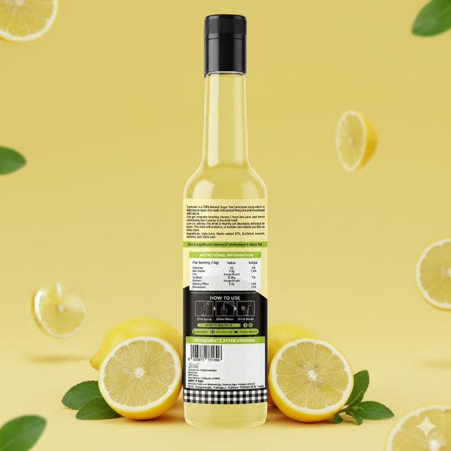 Sugar-Free Lemonie 100% Natural Lemonade Syrup | Stevia Sweetend - 470ml