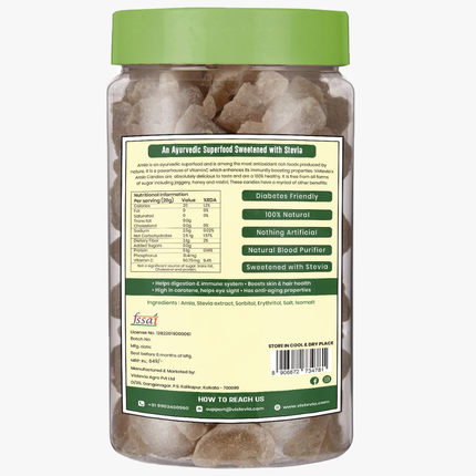 Sugar Free Amla Candy -Diabetic & Keto Friendly, Stevia Sweetened - pack of 1, 600G