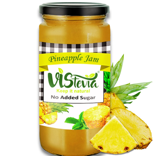 Vistevia Sugar Free Pineapple Jam, Diabetic and Keto Friendly - Sweetened Naturally with Stevia, More Than 60% Pineapple Content - Tastes Delicious - Pack of 1 (400GM)