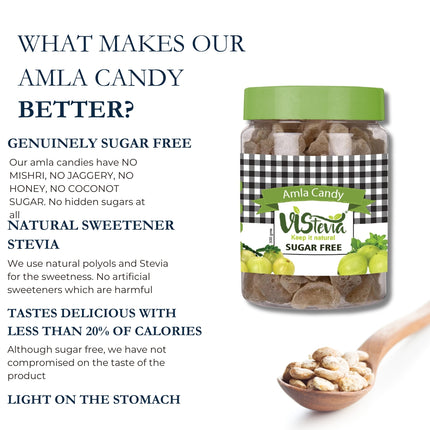 VIStevia Sugar Free Amla Candy - Diabetic Friendly, naturally sweetened with Stevia (300gm)