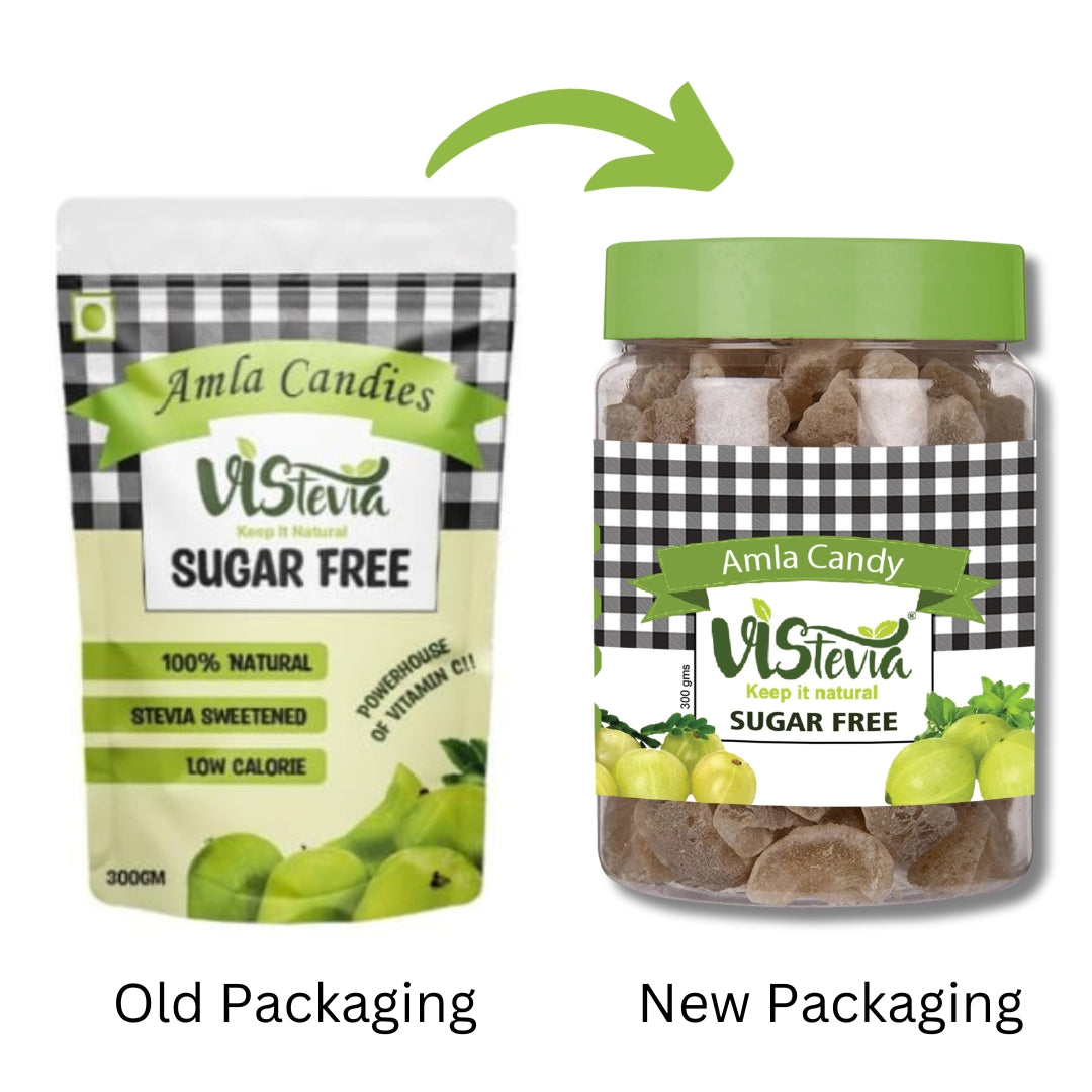 VIStevia Sugar Free Amla Candy - Diabetic Friendly, naturally sweetened with Stevia (300gm)