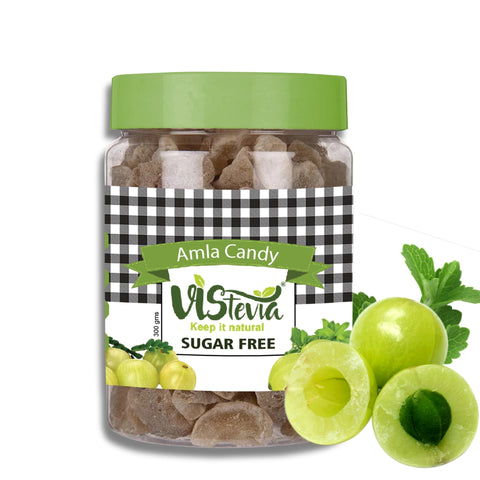 VIStevia Sugar Free Amla Candy - Diabetic Friendly, naturally sweetened with Stevia (300gm)
