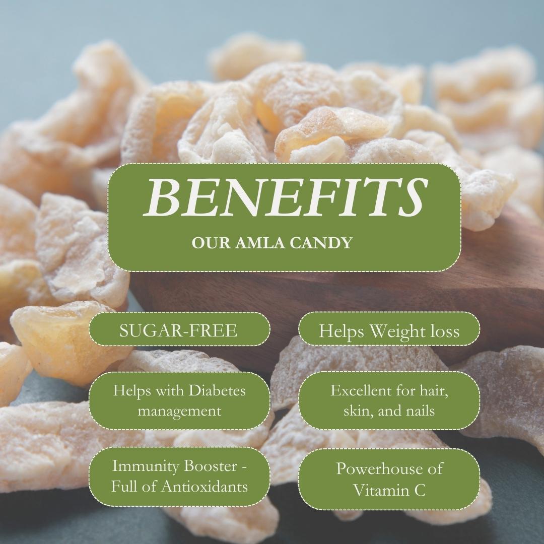 VIStevia Sugar Free Amla Candy - Diabetic Friendly, naturally sweetened with Stevia (300gm)