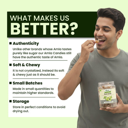 Vistevia Sugar Free combo of Amla Candy and Fruit Candy Sweetened Naturally with Stevia - A Great Source of Vitamin C and Antioxidants - Tastes Delicious - Pack of 2 (300G & 250G)