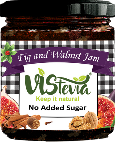 Vistevia's Winter Edition - Sugar Free Fig And Walnut Jam, Diabetic and Keto Friendly - Sweetened Naturally with Stevia, More Than 60% FigContent - Tastes Delicious - Pack of (230GM)