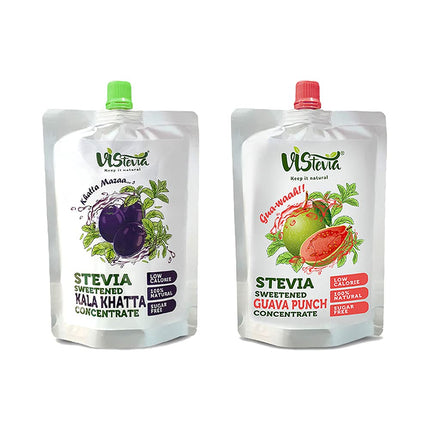 Sugar-Free Stevia Gua-waah & Khatta Mazaa Drink Syrup - Pack of 2 (150ml x 2)