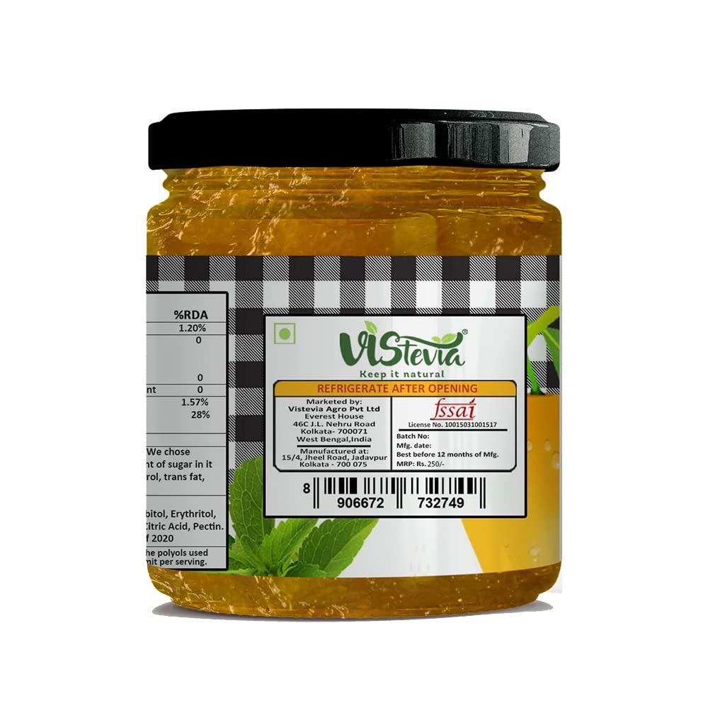 VIStevia Sugar Free Mango and Ginger Jam (220 gm) - Diabetic Friendly, Stevia Sweetened