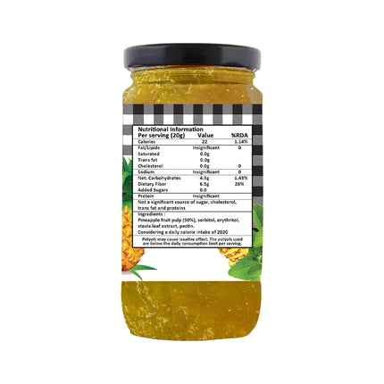 Vistevia Sugar Free Pineapple Jam, Diabetic and Keto Friendly - Sweetened Naturally with Stevia, More Than 60% Pineapple Content - Tastes Delicious - Pack of 1 (400GM)