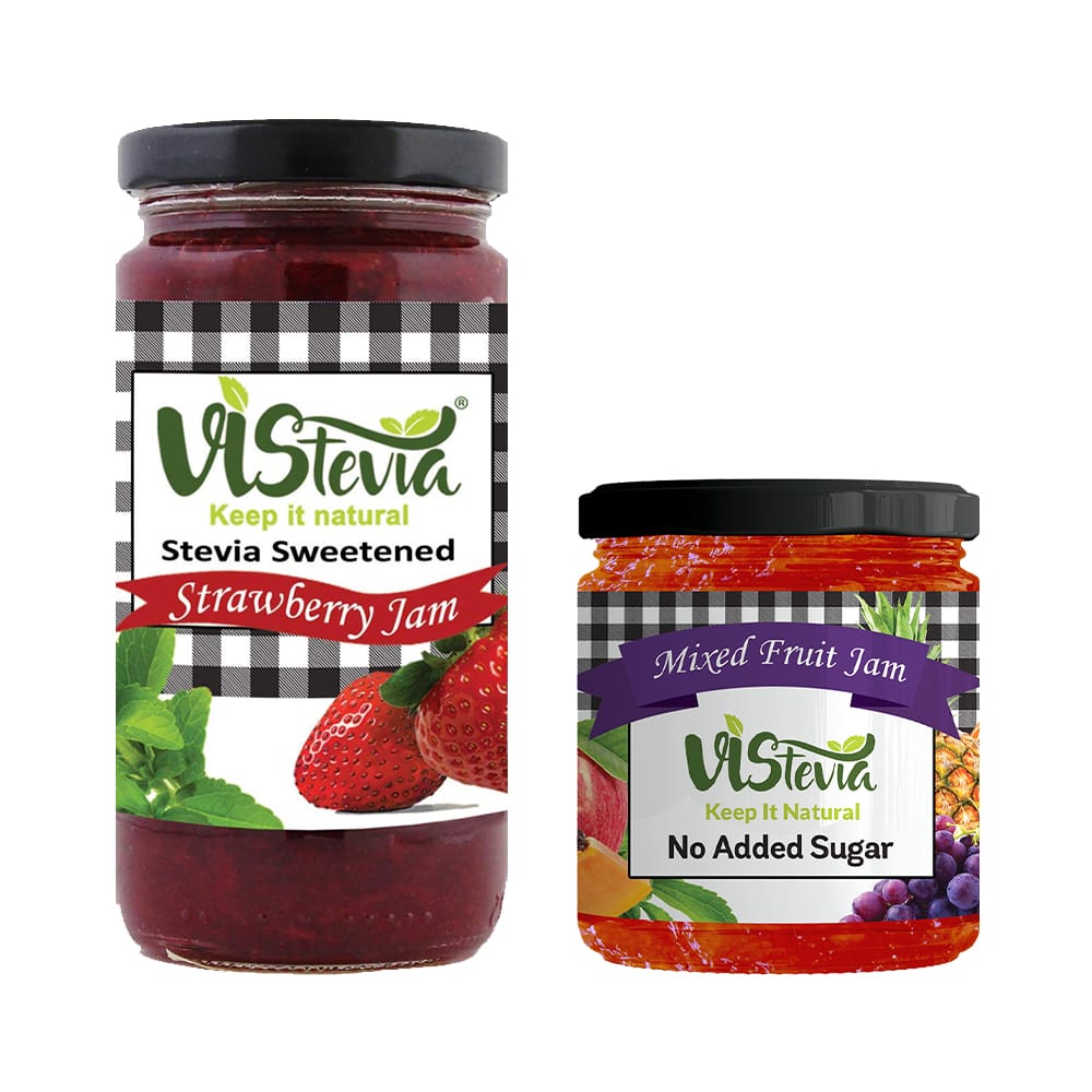 Sugar-Free Stevia Mixed Fruit & Strawberry Jam – Pack of 2 - 220g & 400g