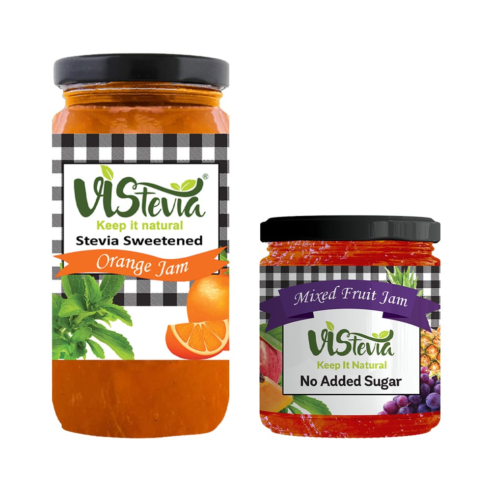 Sugar-Free Stevia Mixed Fruit & Orange Jam – Pack of 2 - 220g & 400g